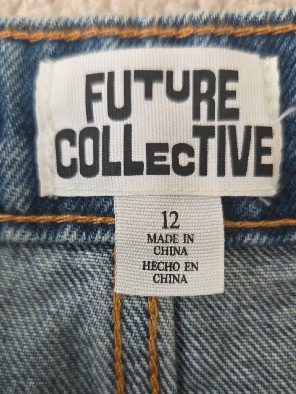 Future Collective Kehlana Barfield Asymmetrical Mini Denim Skirt